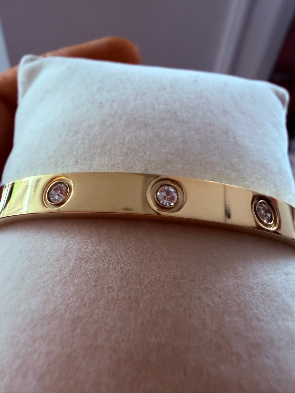 Gold-Tone Crystal Accent Bangle Bracelet - Women's Jewelry - Picture 2 of 6